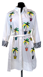 Load image into Gallery viewer, My Sequins Palmtrees Shirt Dress
