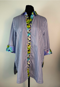 stripe and floral placement tunic