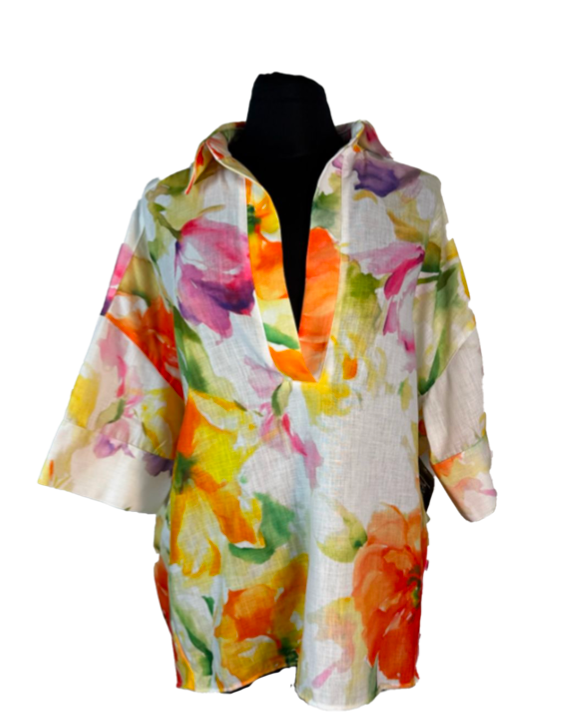 Watercolor floral popover top
