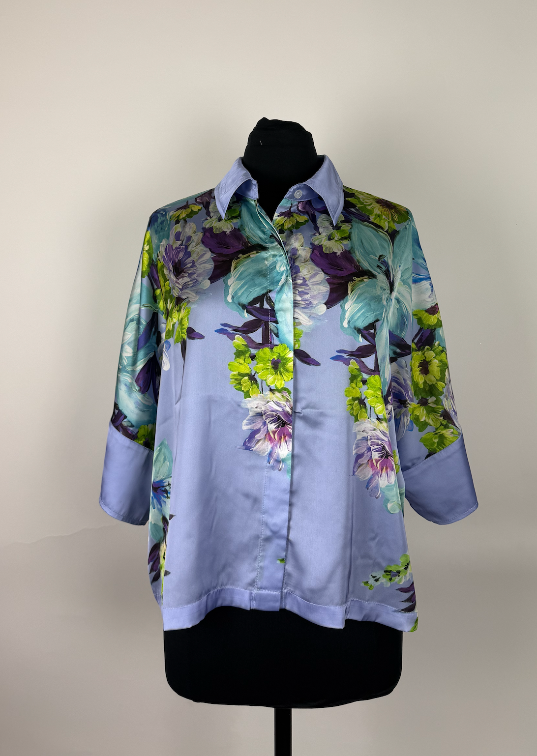 Lavender Bouquet Boxy Charmeuse Blouse