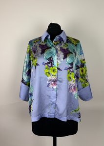 Lavender Bouquet Boxy Charmeuse Blouse