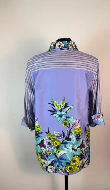 stripe and floral placement tunic