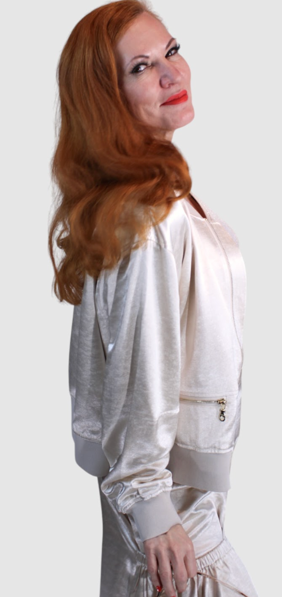 Textured Satin Bomber Jacket