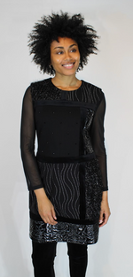 Load image into Gallery viewer, Night Out Mixed Media Sheath Dress
