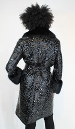 Load image into Gallery viewer, Glossy Quilted Floral Wrap Coat

