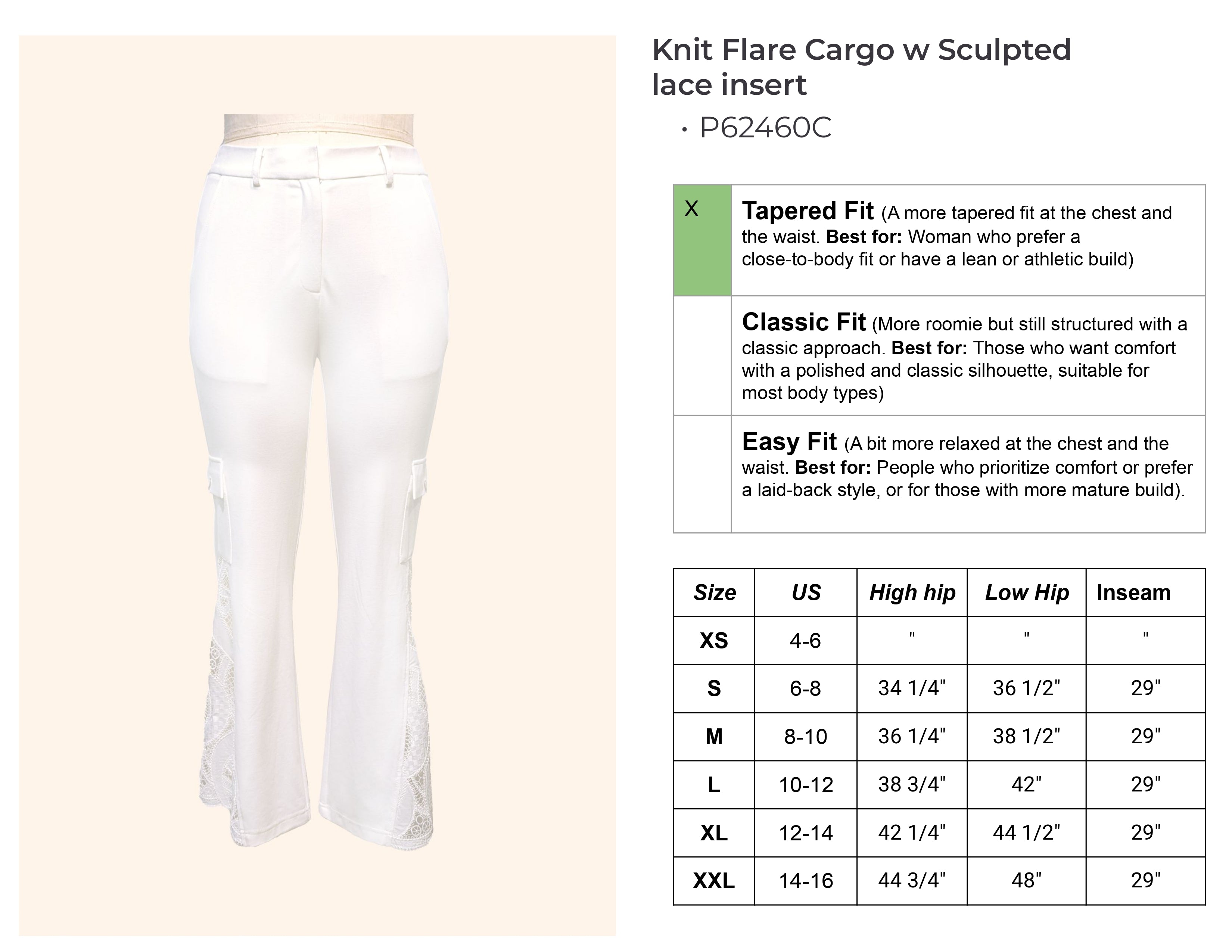 Knit Flare Cargo with Sculpted Lace Insert