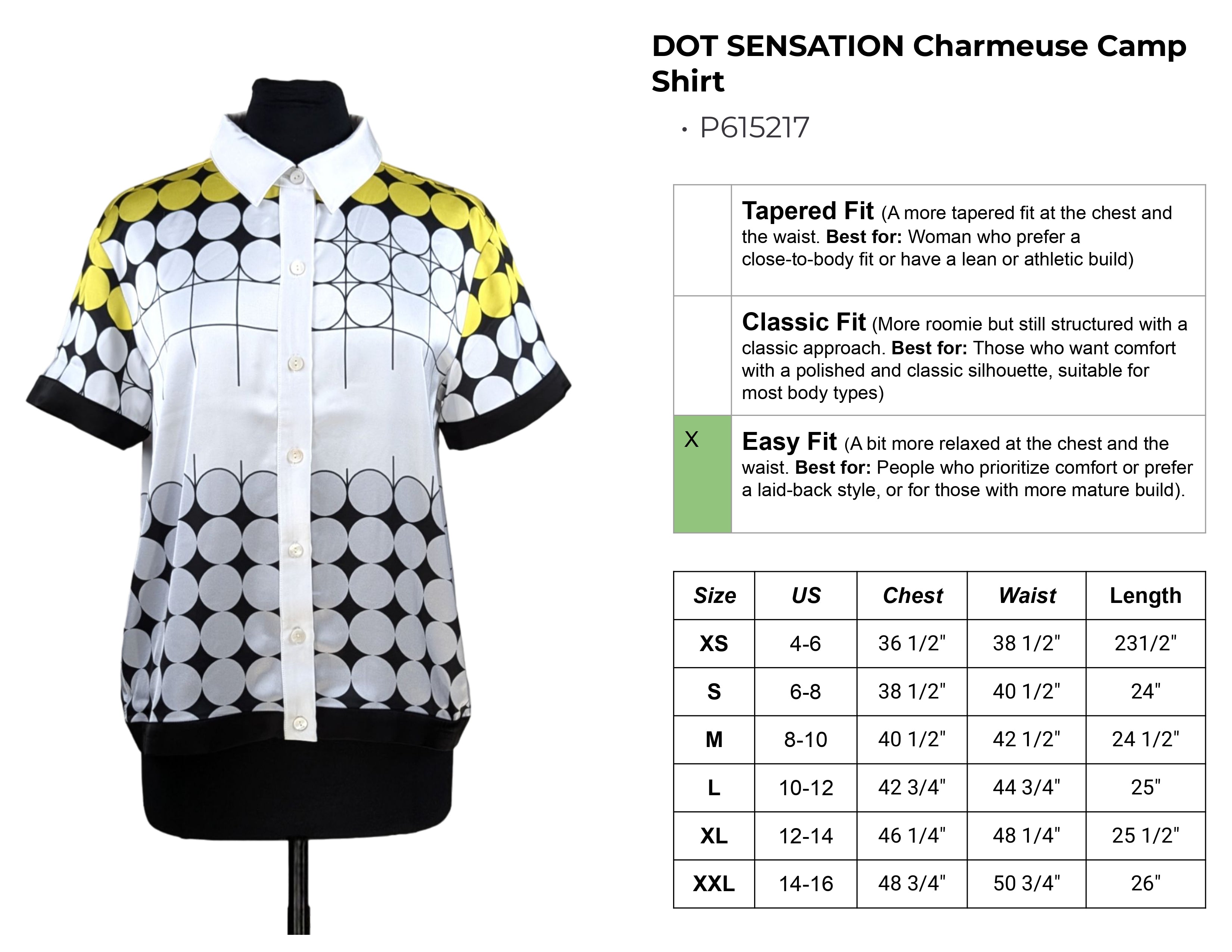 Dot Sensation Charmeuse Camp Shirt