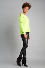Load image into Gallery viewer, Boatneck Cold shoulder Long Sleeve Rhinestone Top Kiwi
