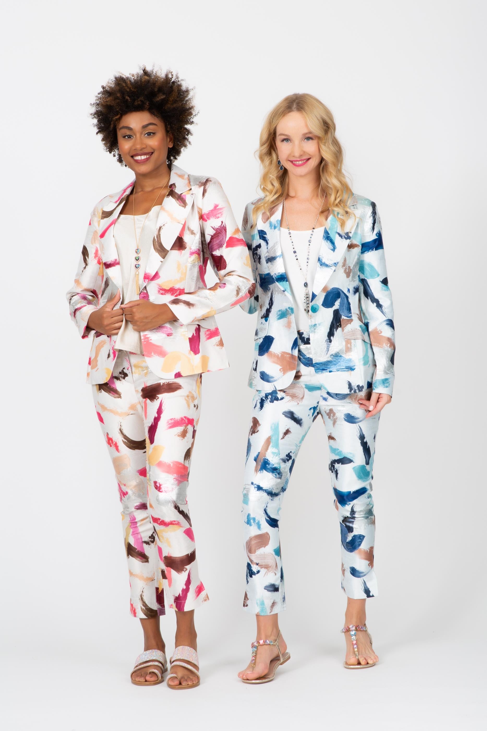 Artistic Brush Cigarette Pant Blue Multi