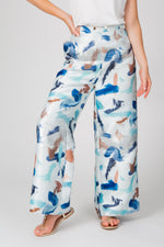 Load image into Gallery viewer, Artistic Brush Wide-Leg Trousers in Blue
