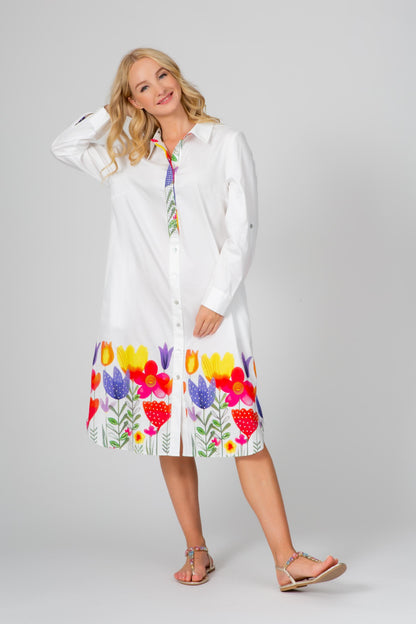 Colorful Blooms Shirt Dress