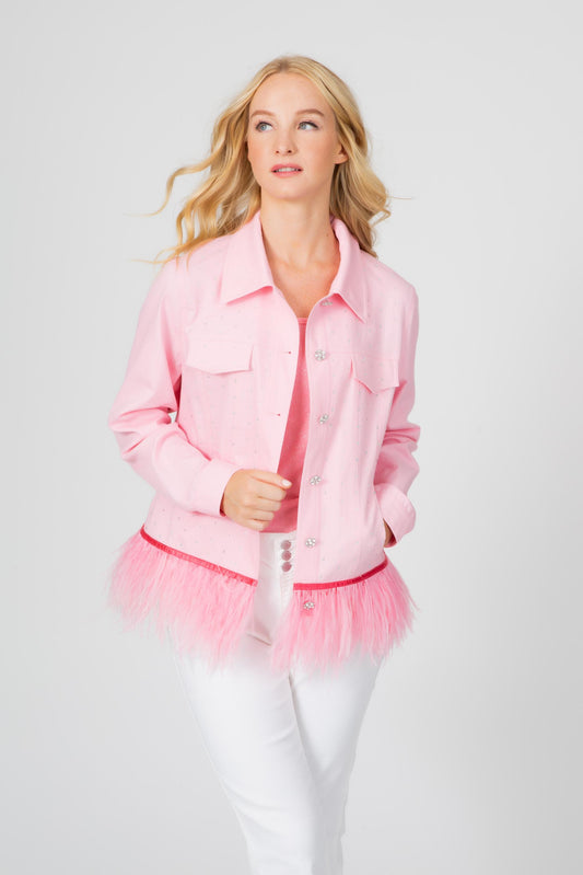 Feathers & Crystals Jacket Pink